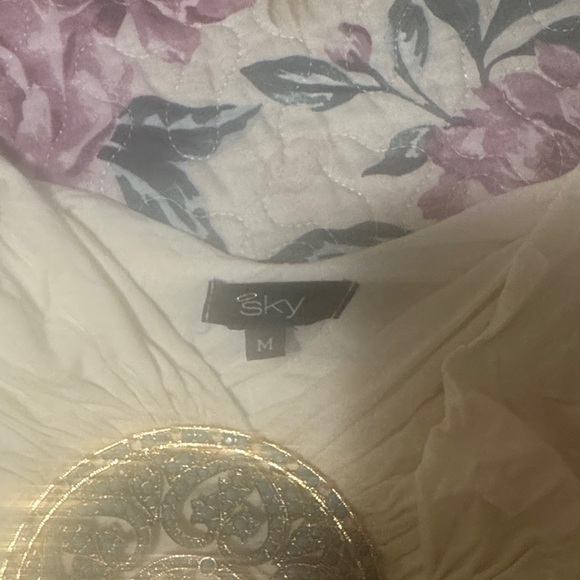 Sky Cream Midi Dress with Gold Embellishment - Picture 4 of 5